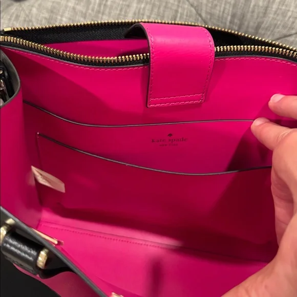 Kate Spade Bag Black Pink Leather Colorblock Tote Satchel - Picture 10 of 17